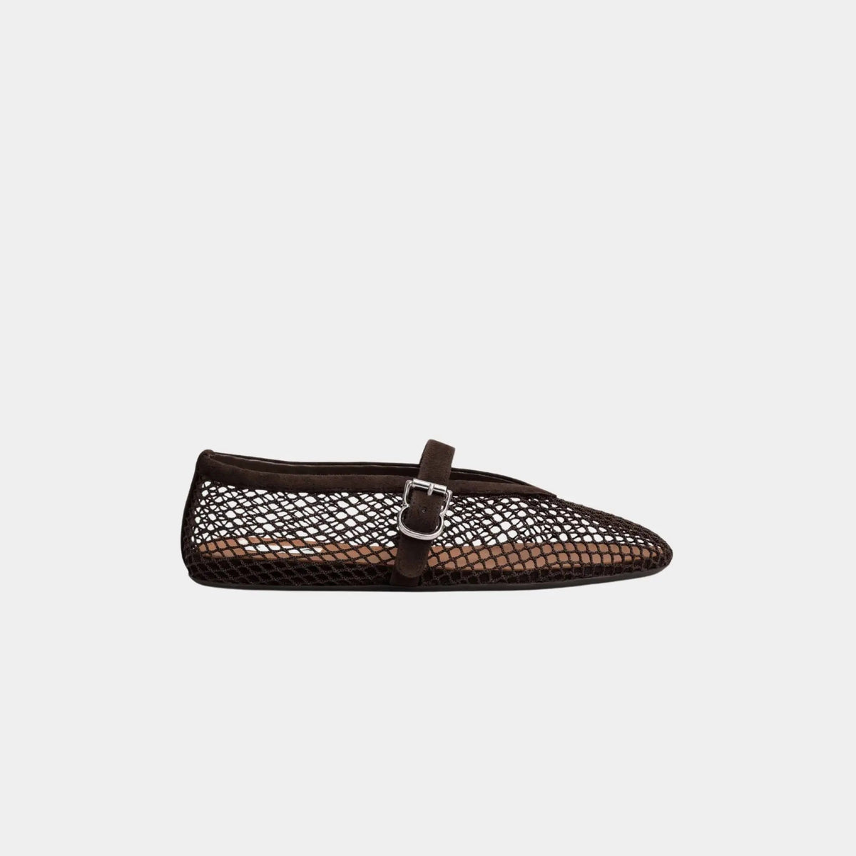Ballet Flats in Fishnet and Suede Goatskin