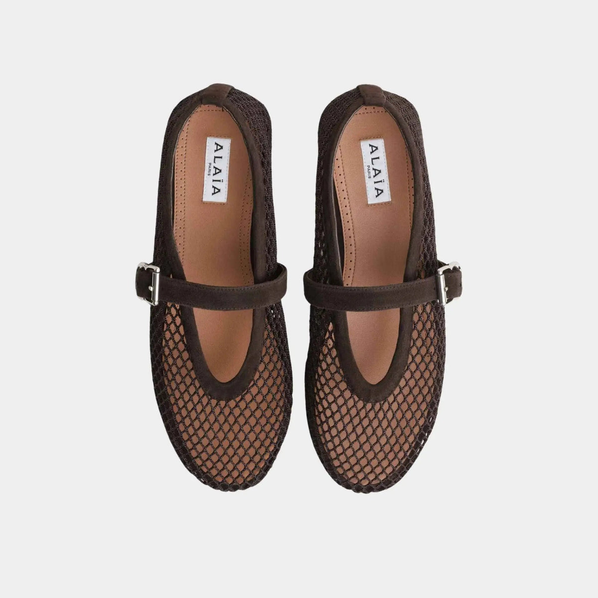 Ballet Flats in Fishnet and Suede Goatskin