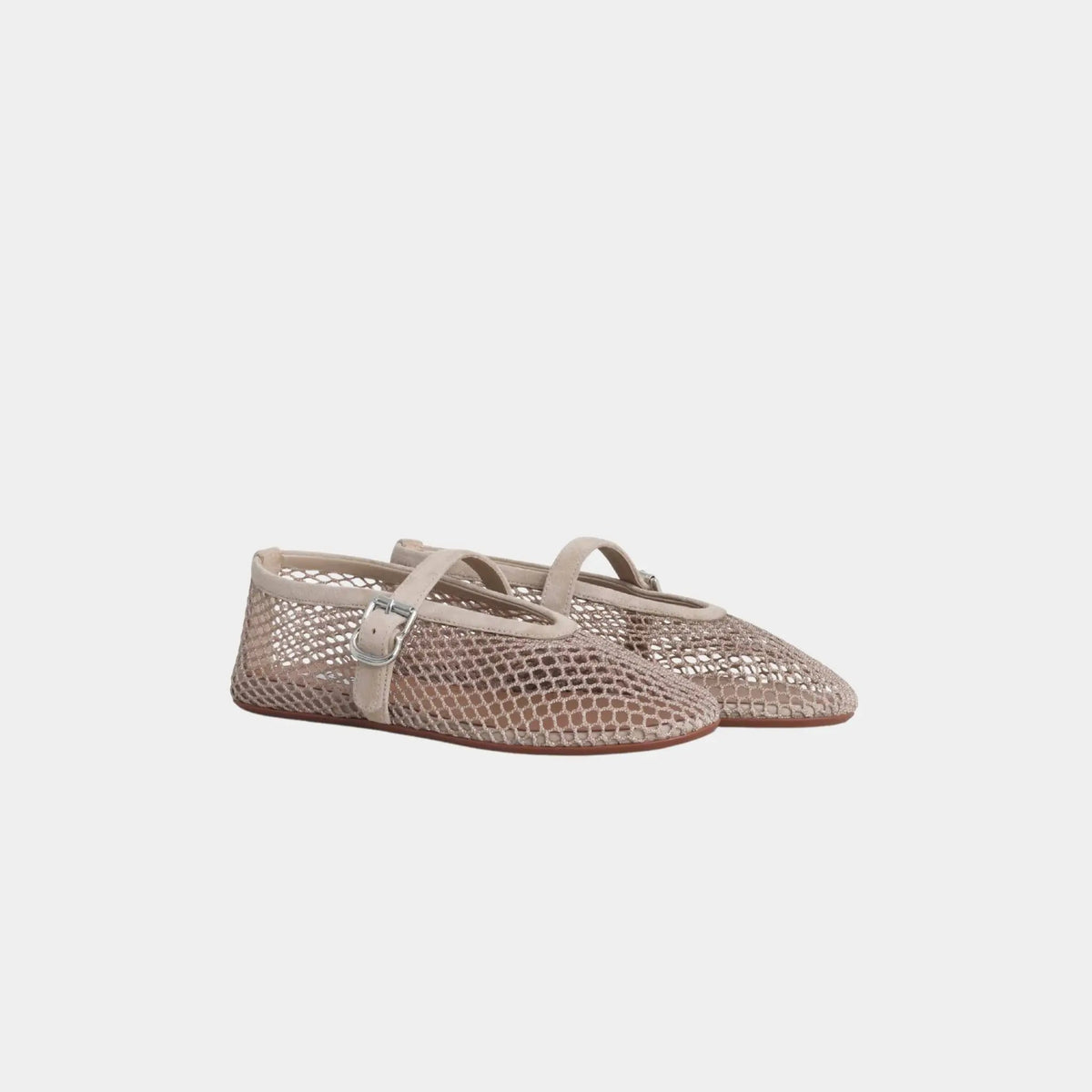 Ballet Flats in Fishnet and Suede Goatskin
