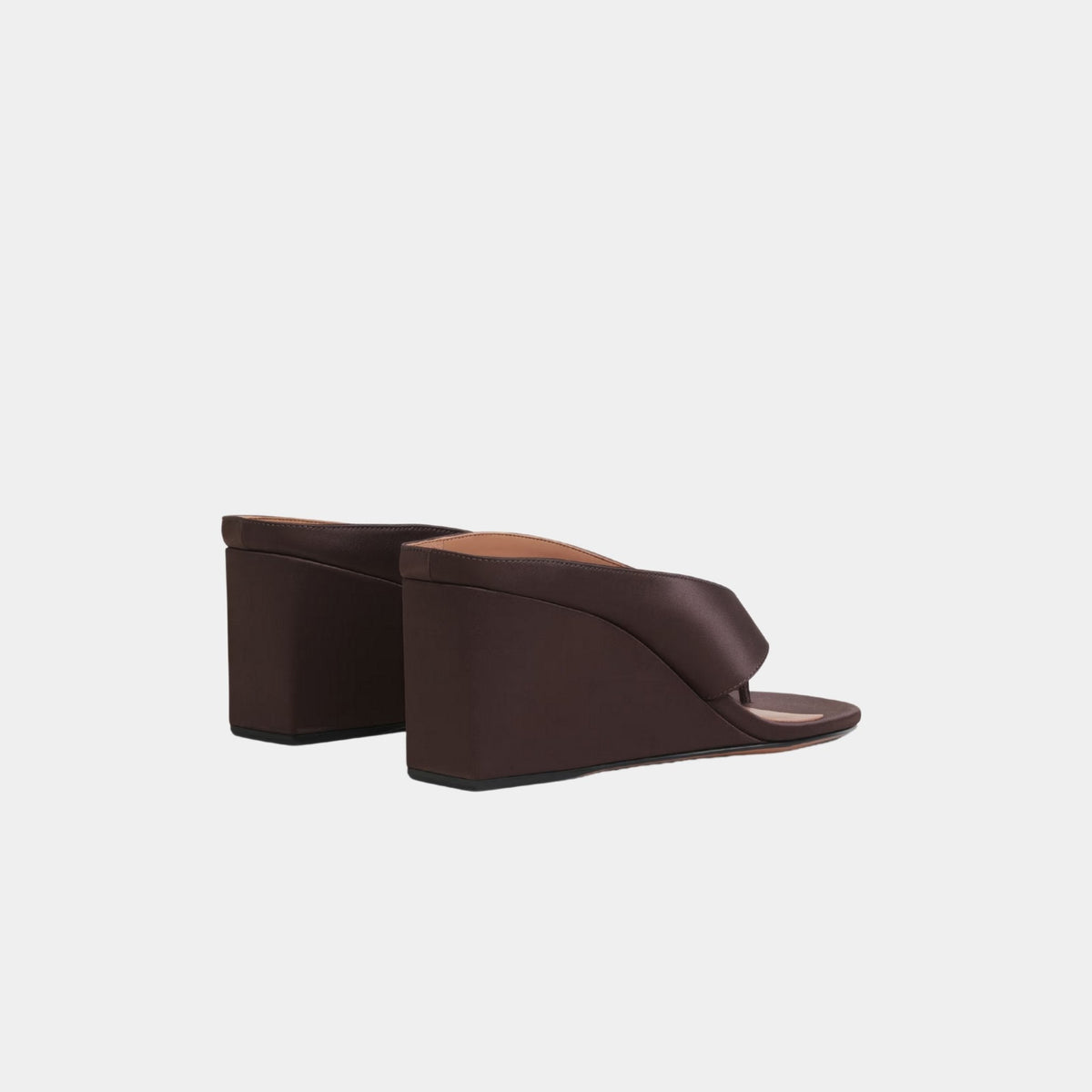 Cube Thong Mules In Satin