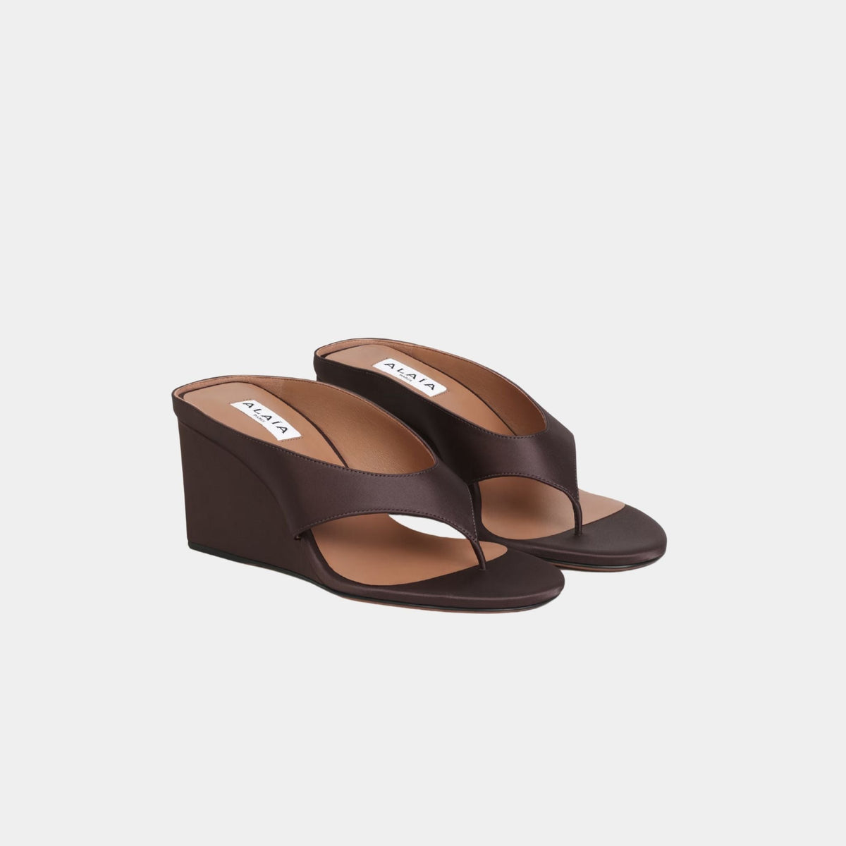 Cube Thong Mules In Satin