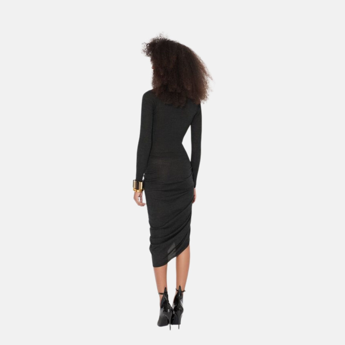 Long Sleeve Draped Knit Dress