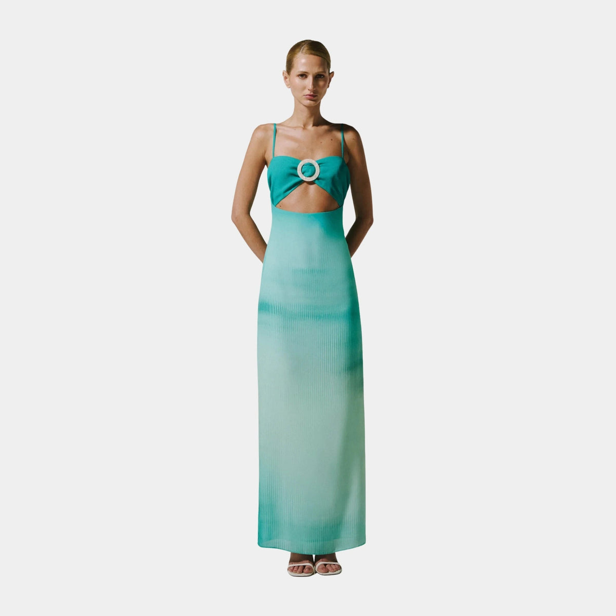 Aman Maxi Dress in Green Eden Chiffon
