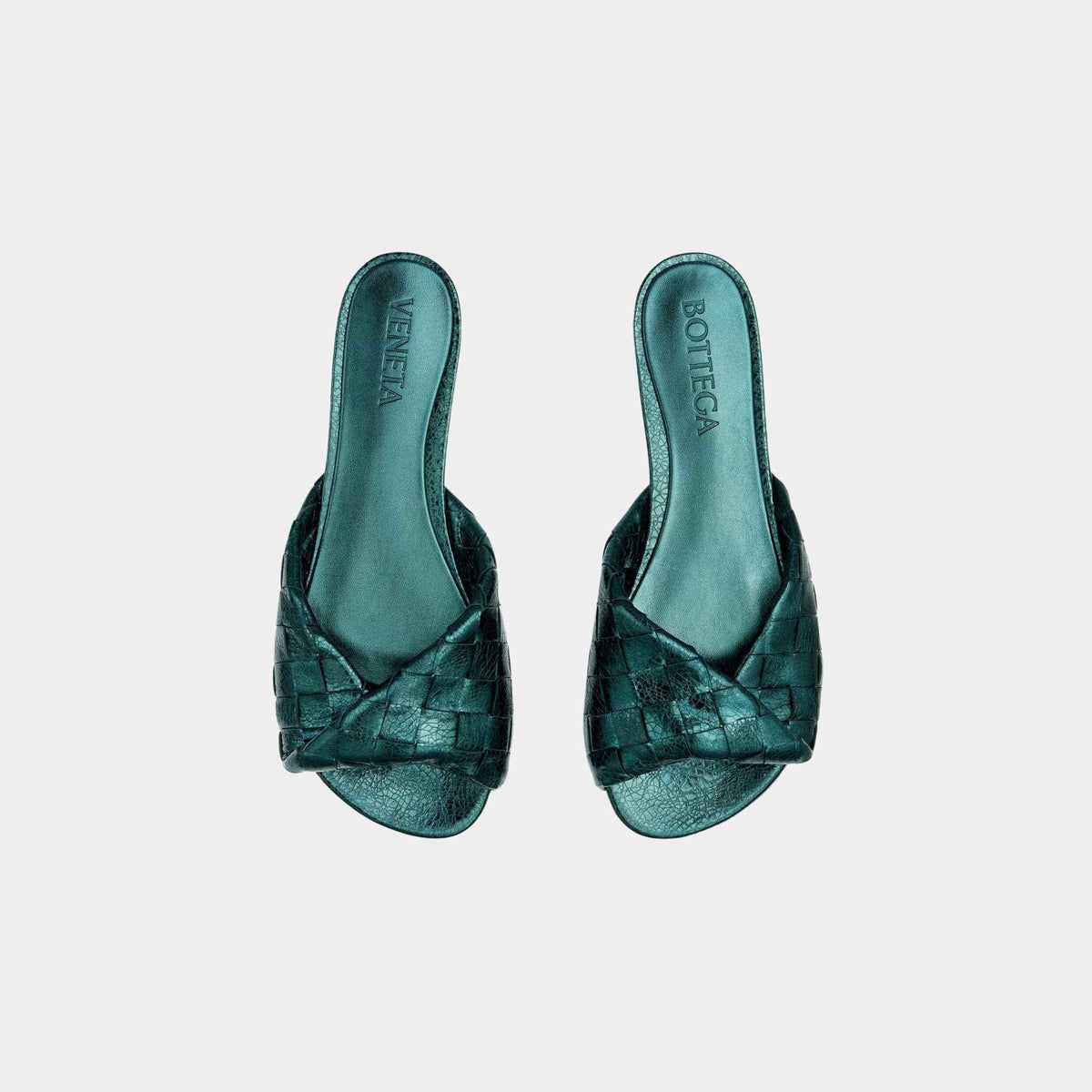 Blink Flat Mule Intrecciato Laminated Leather