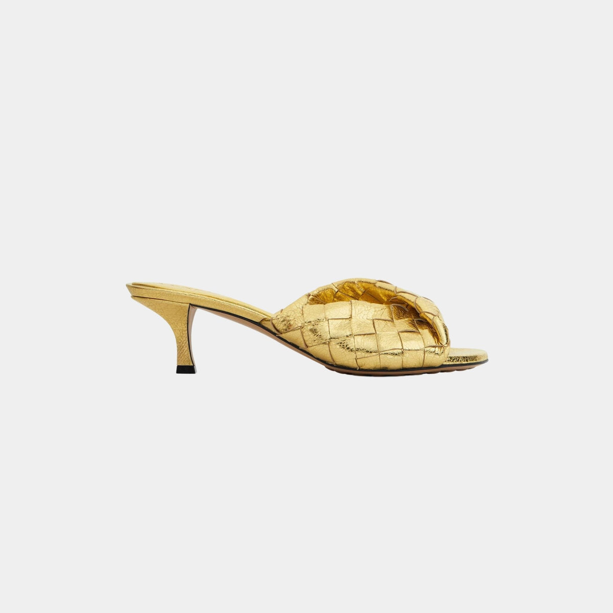 Blink Kitten Heel Mule Intrecciato Laminated Leather