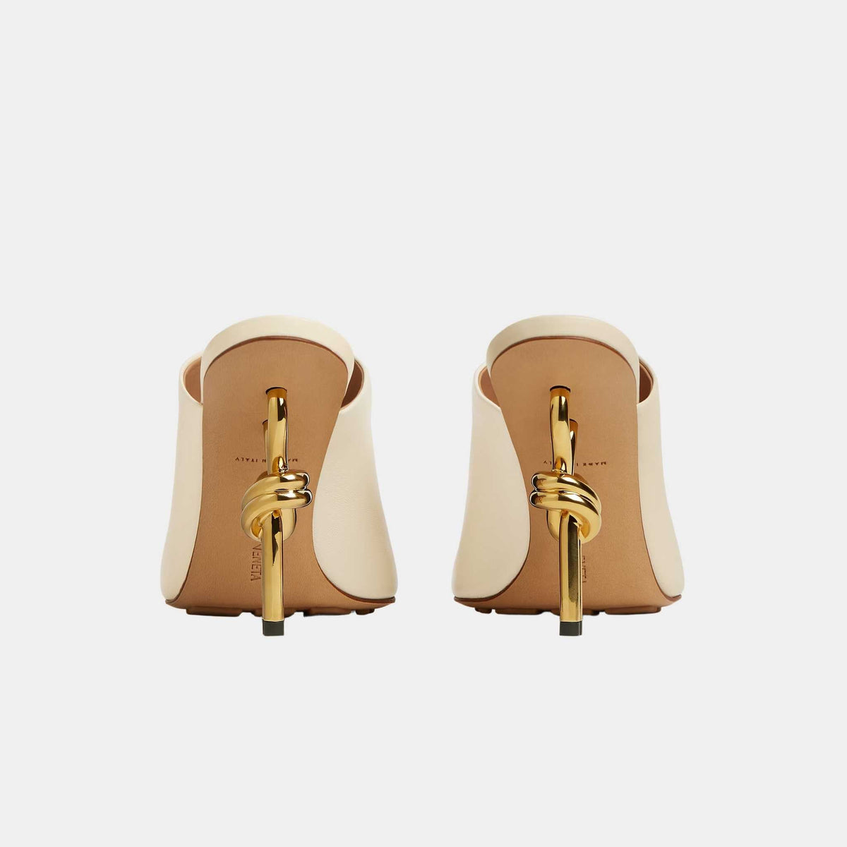 Knot High-Heel Mule Lambskin Gold Metal Knot Heel