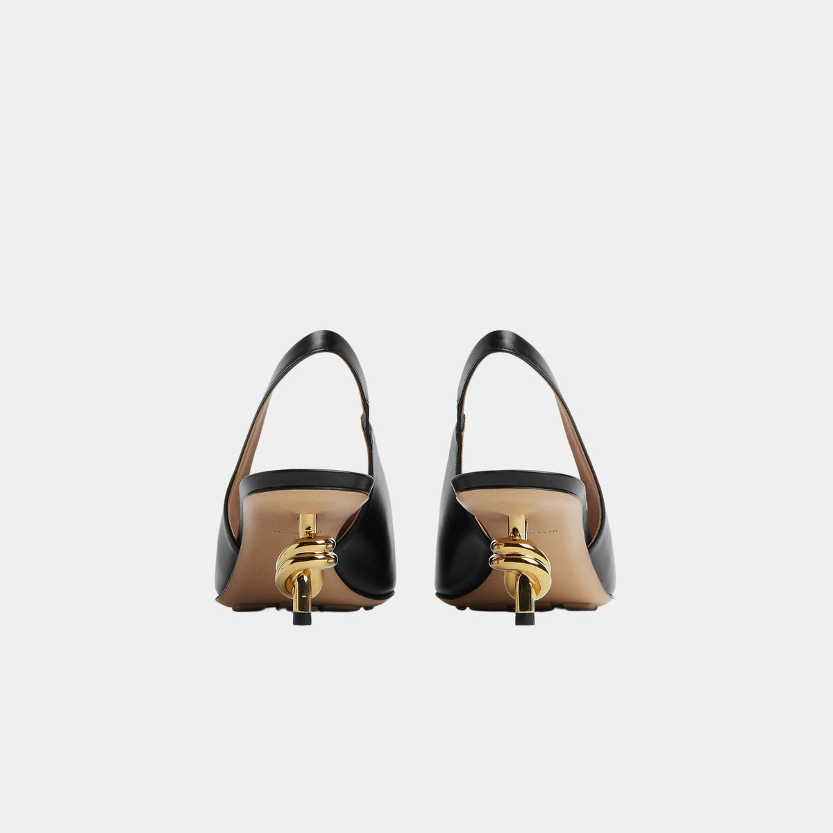Knot Leather Slingback Pump Mid Heel
