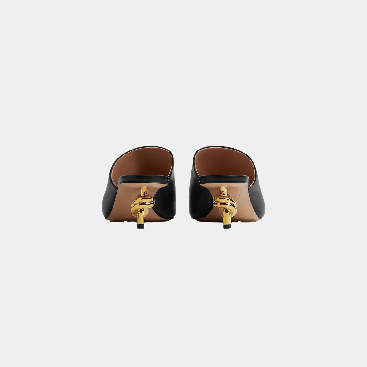Knot Mule Lambskin with Gold Finished Metal Mid Heel
