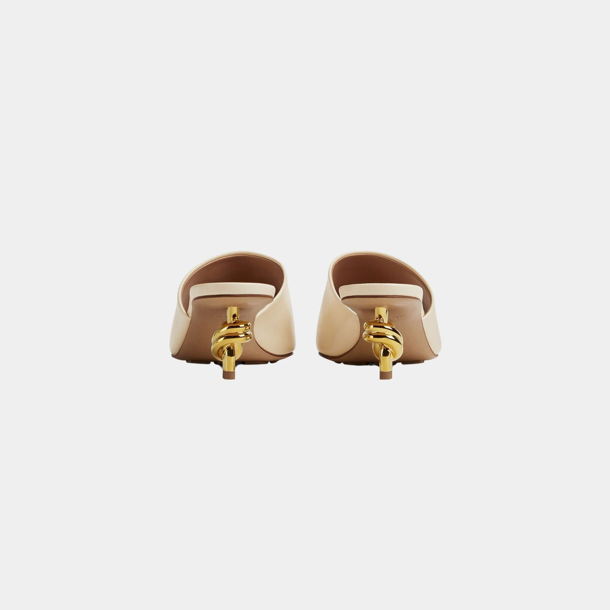 Knot Mule Lambskin with Gold Finished Metal Mid Heel