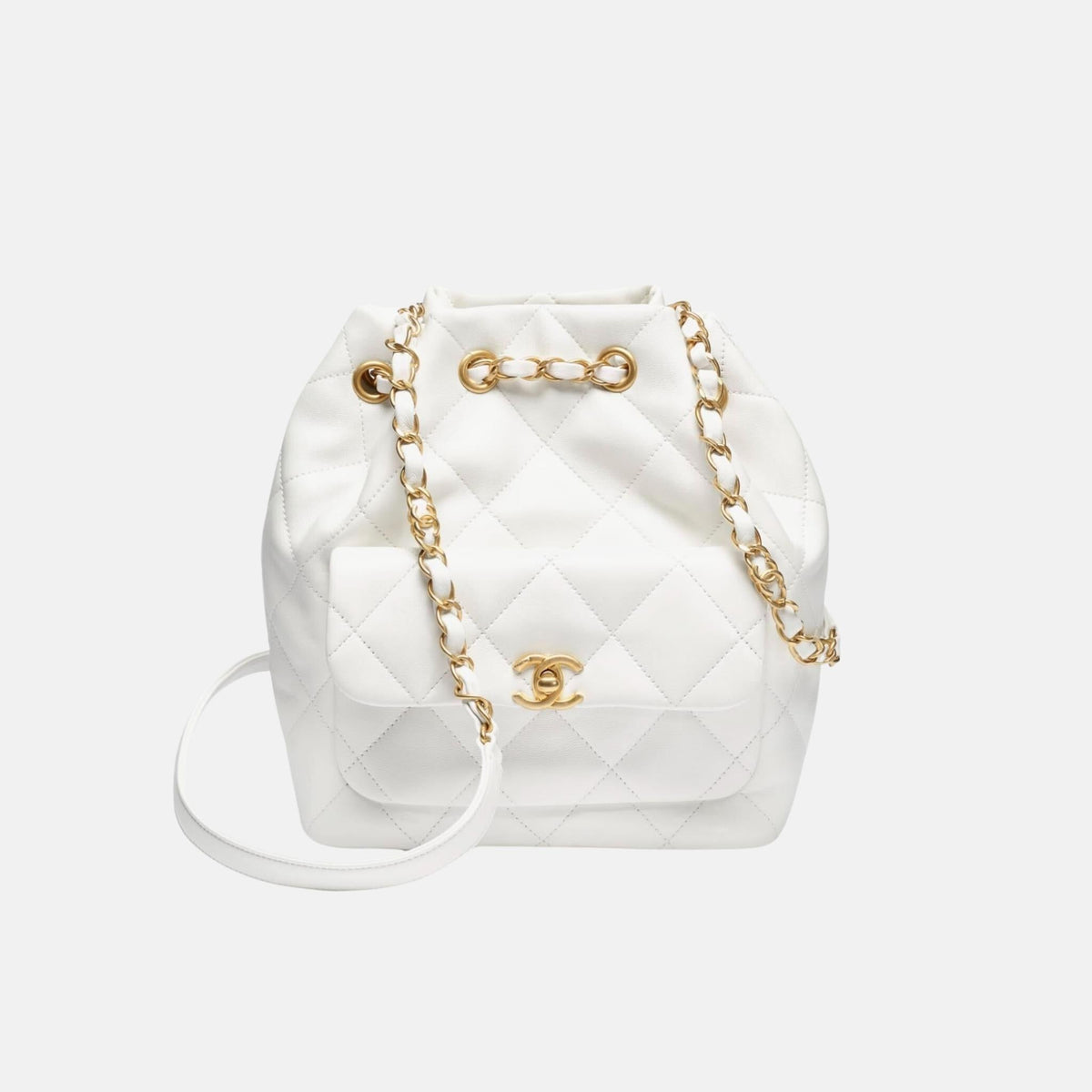 Backpack In Shiny Lambskin And Gold Tone Metal