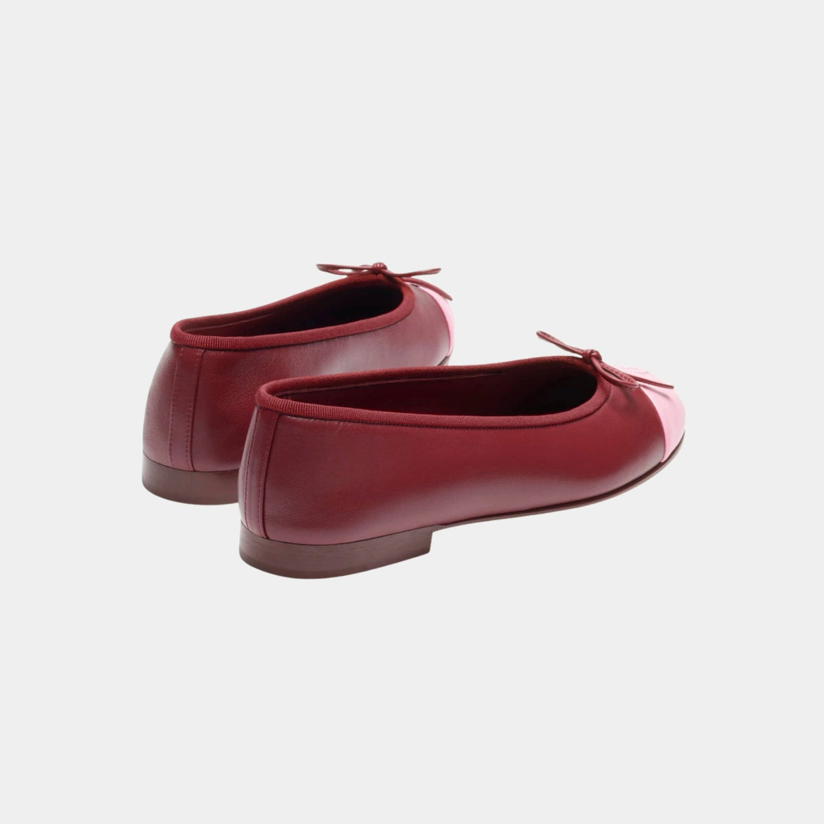 Ballet Flats in Lambskin Burgundy & Pink