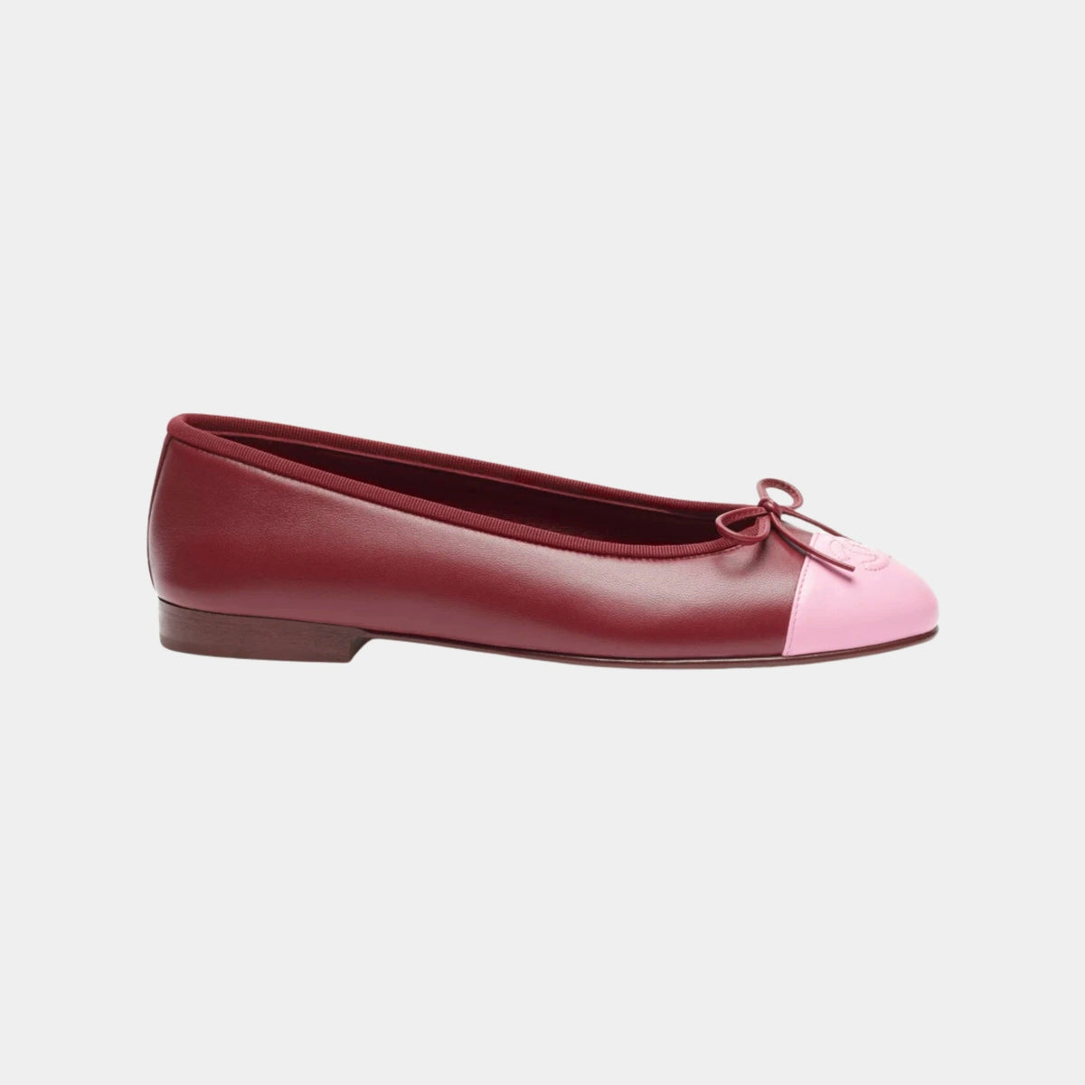 Ballet Flats in Lambskin Burgundy & Pink