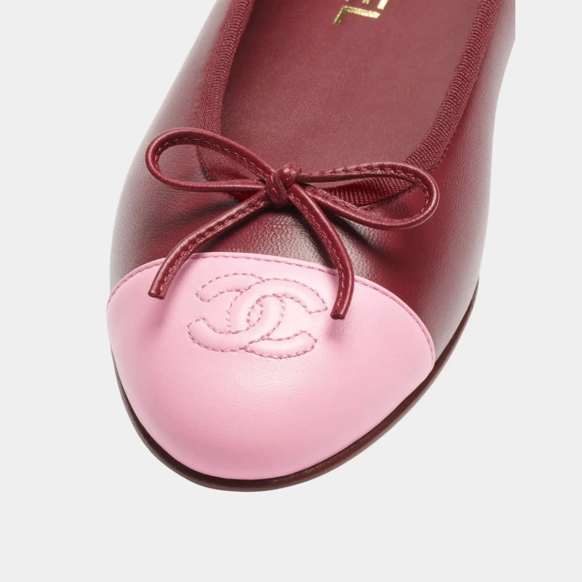 Ballet Flats in Lambskin Burgundy & Pink