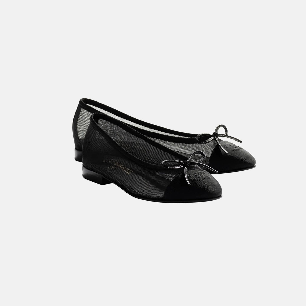 Ballet Flats in Mesh and Grosgrain