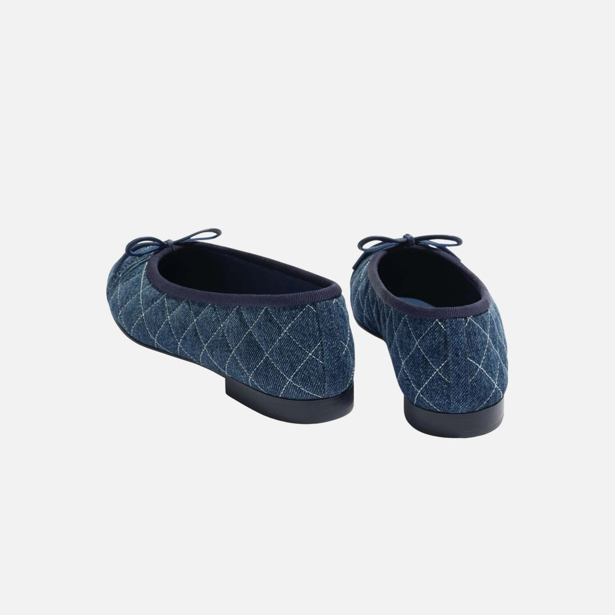 Ballet Flats in Tweed and Fabric Denim