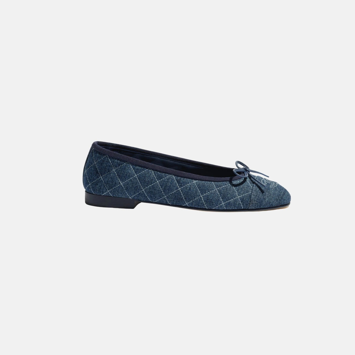 Ballet Flats in Tweed and Fabric Denim