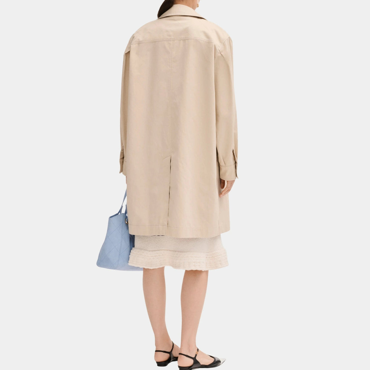 Beige Coat in Gabardine