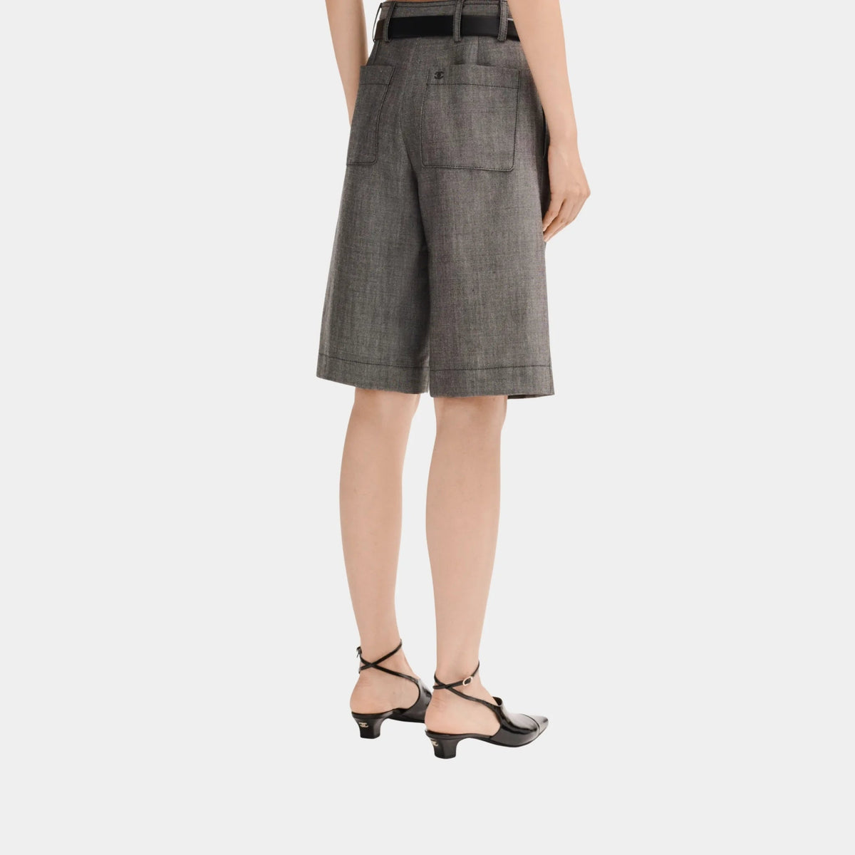 Bermuda Shorts in Grey Wool Canvas