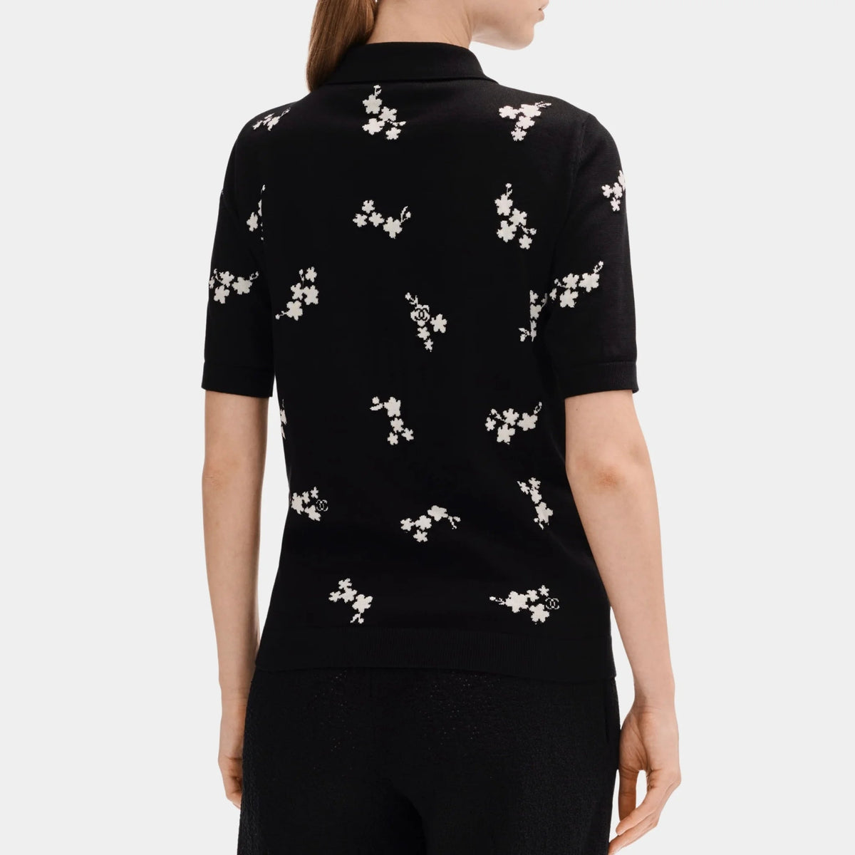 Black and White Polo in Cotton and Silk