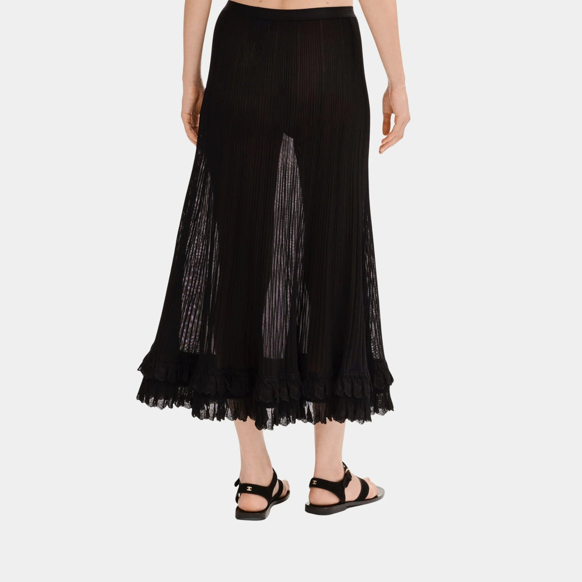 Black Long Skirt in Silk