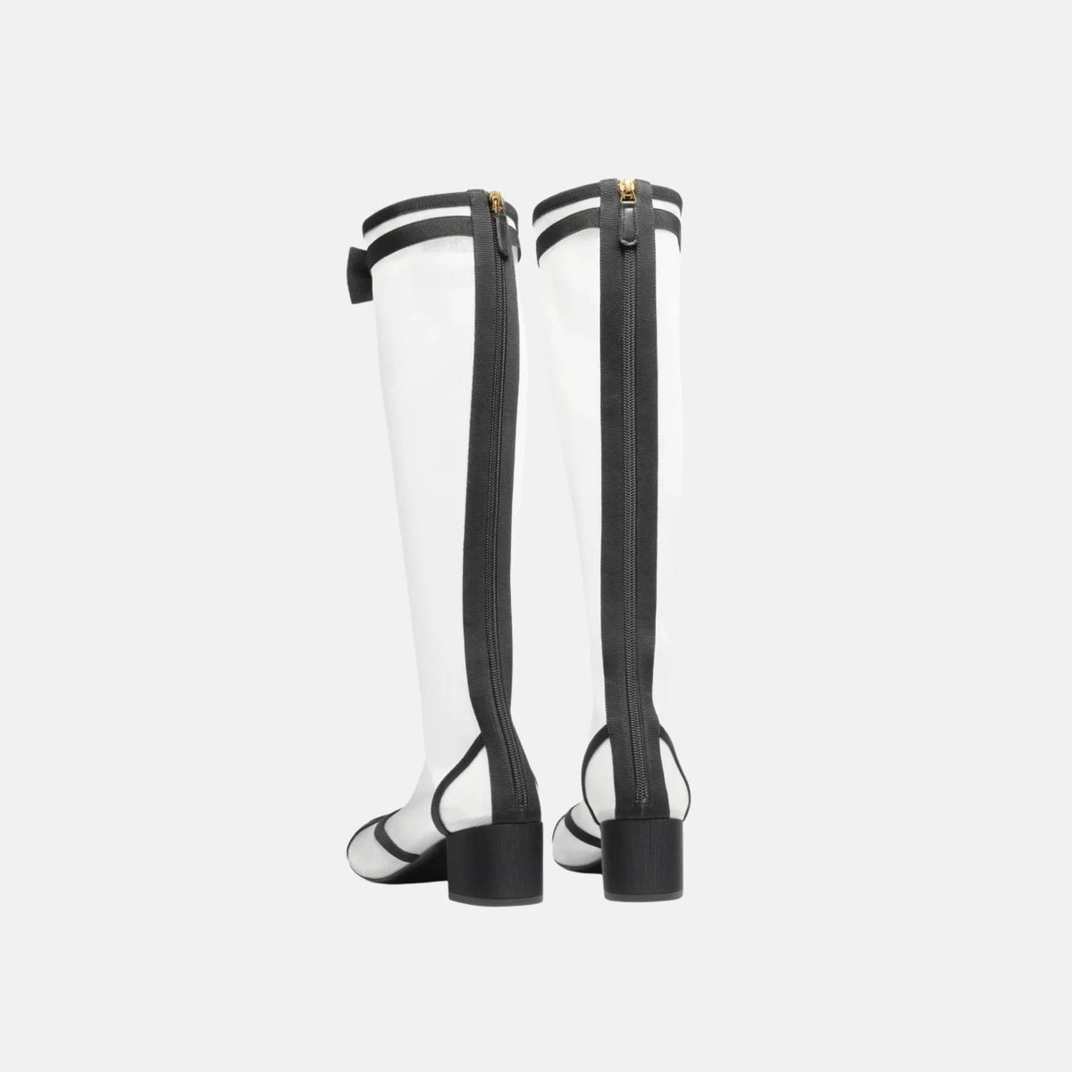 Chanel Boots in Mesh and Grosgrain