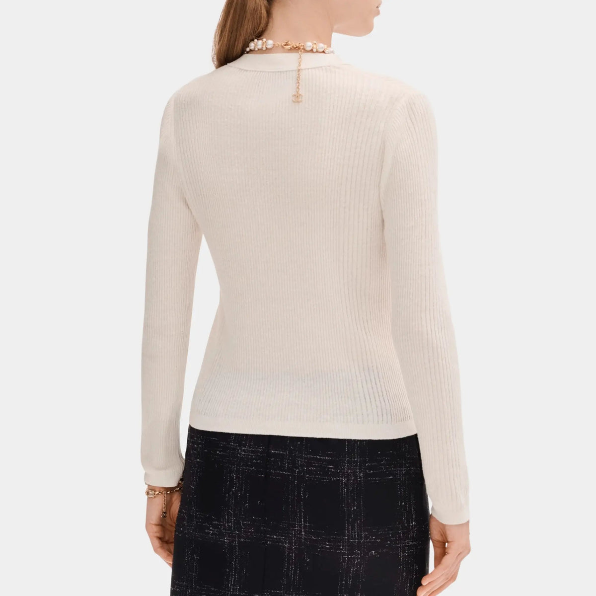 Cardigan in White Linen and Cotton