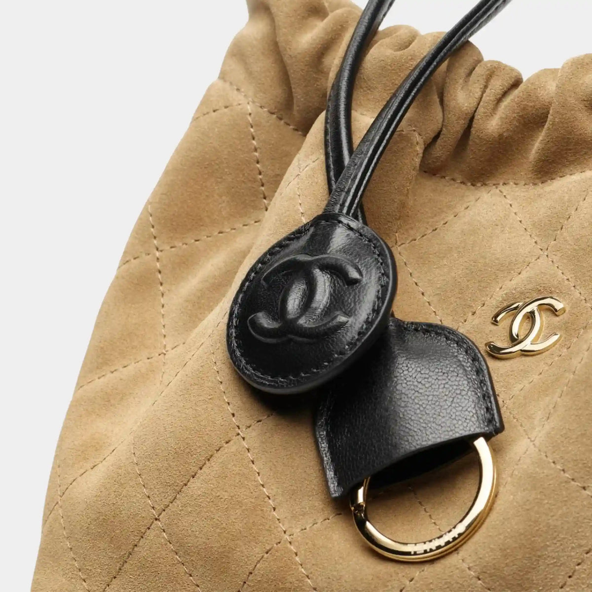 Clutch with Leather Strap Suede Lambskin & Gold-Tone Metal