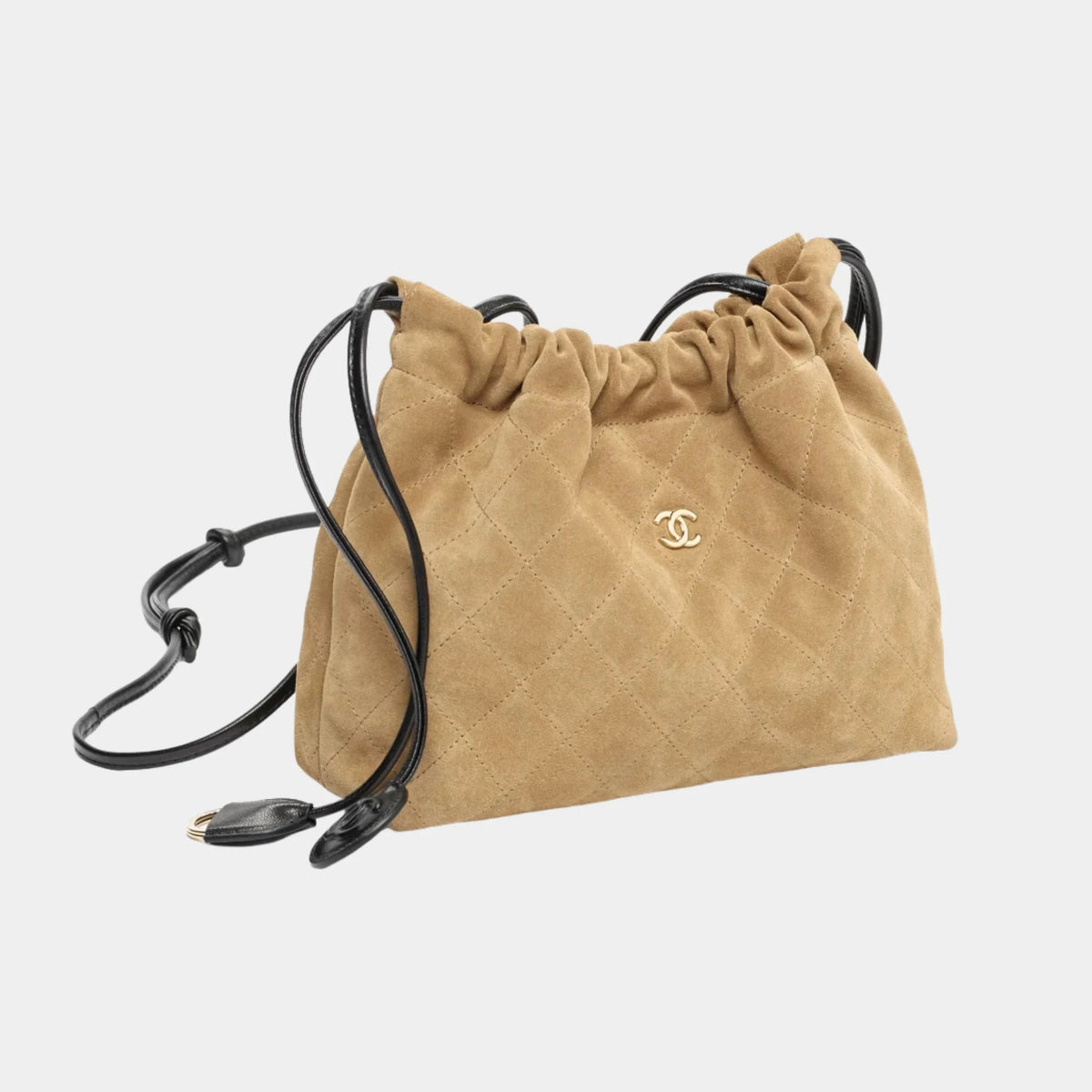 Clutch with Leather Strap Suede Lambskin & Gold-Tone Metal