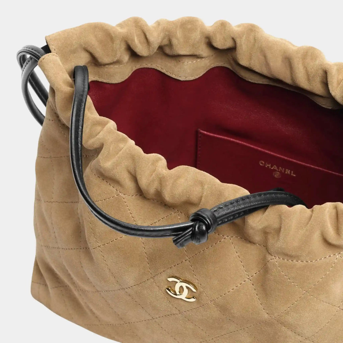 Clutch with Leather Strap Suede Lambskin & Gold-Tone Metal
