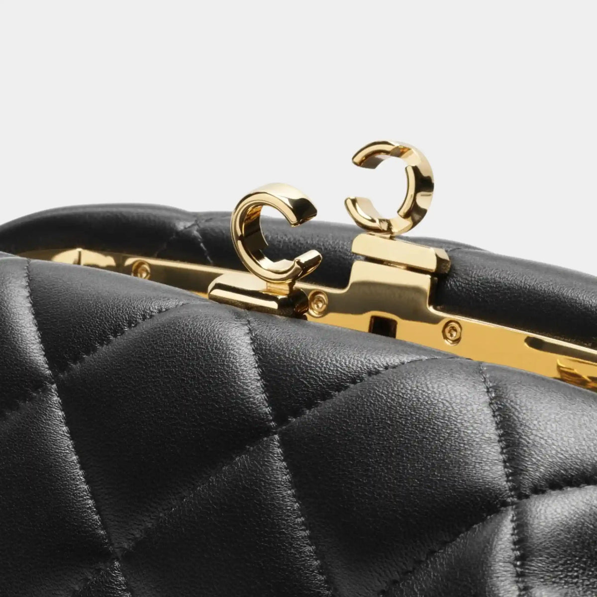 Clutch with Chain in Black Lambskin