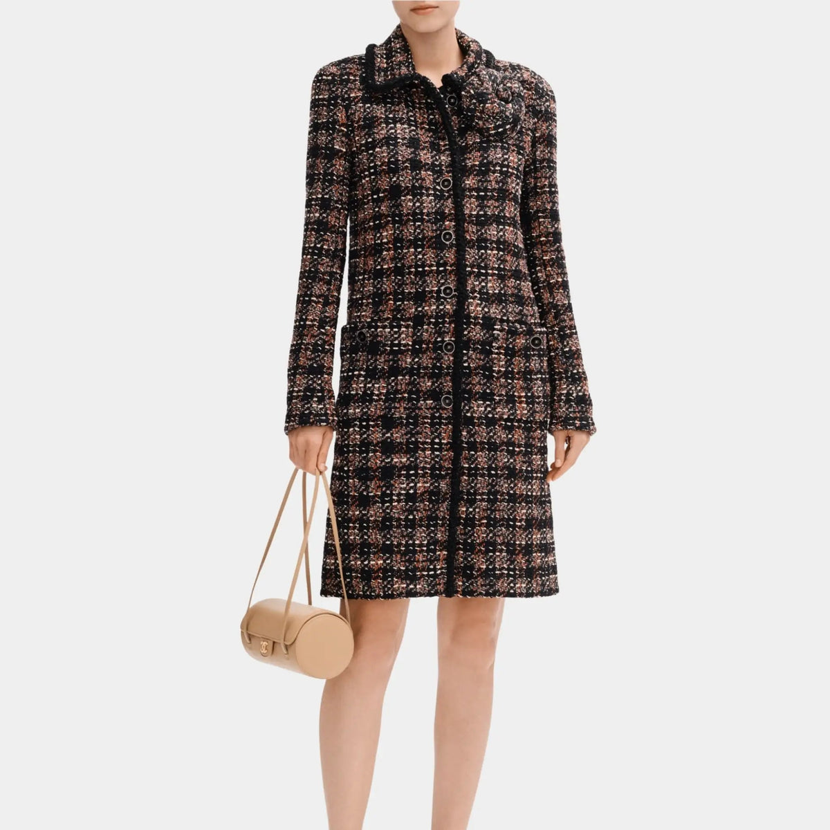 Coat in Cotton and Wool Tweed
