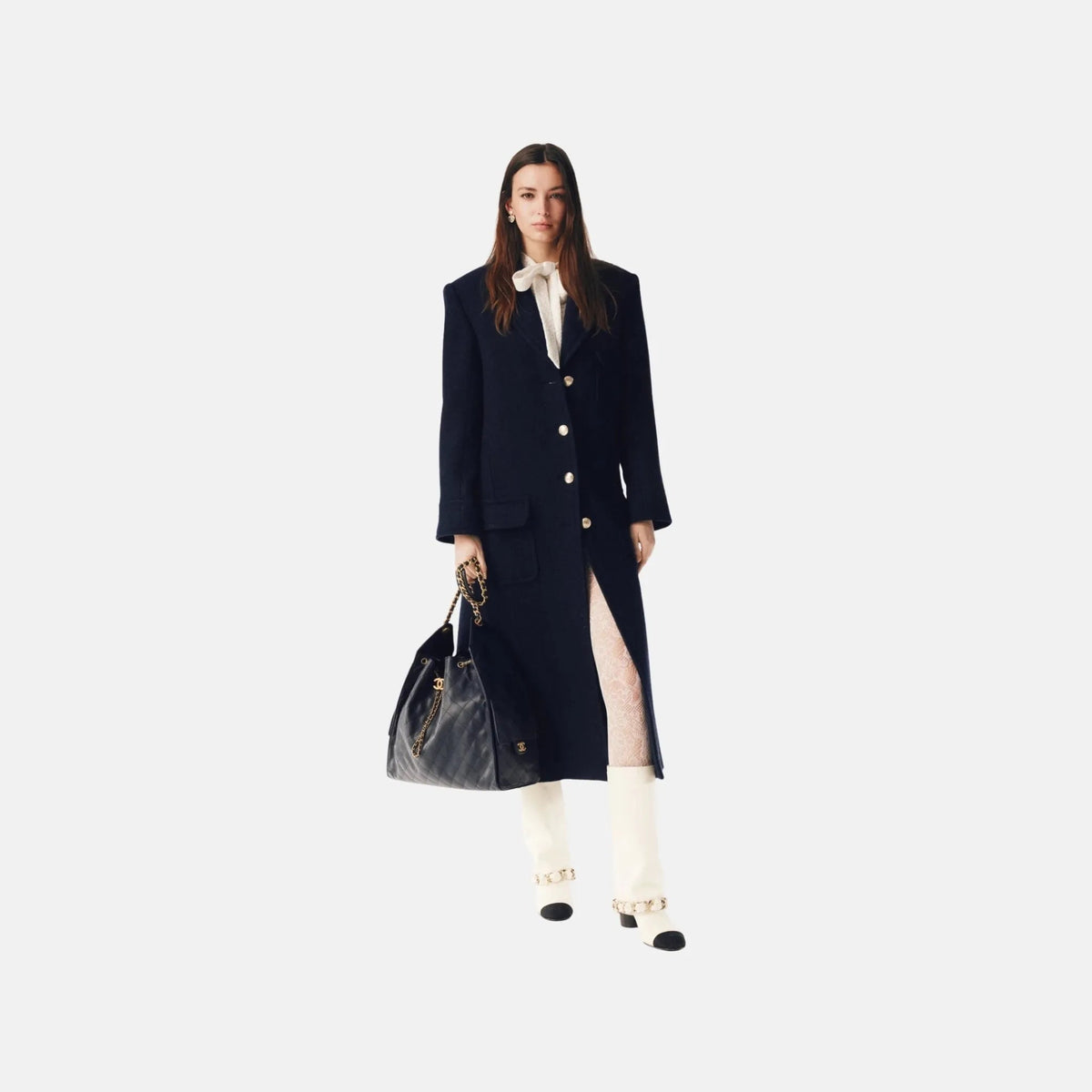 Coat in Wool and Cashmere Tweed