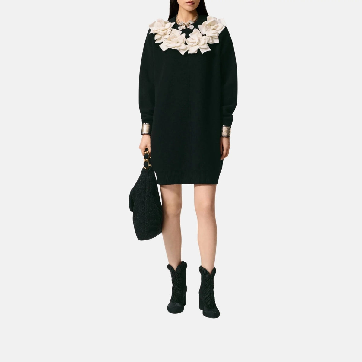 Dress Wool And Cashmere Black And White