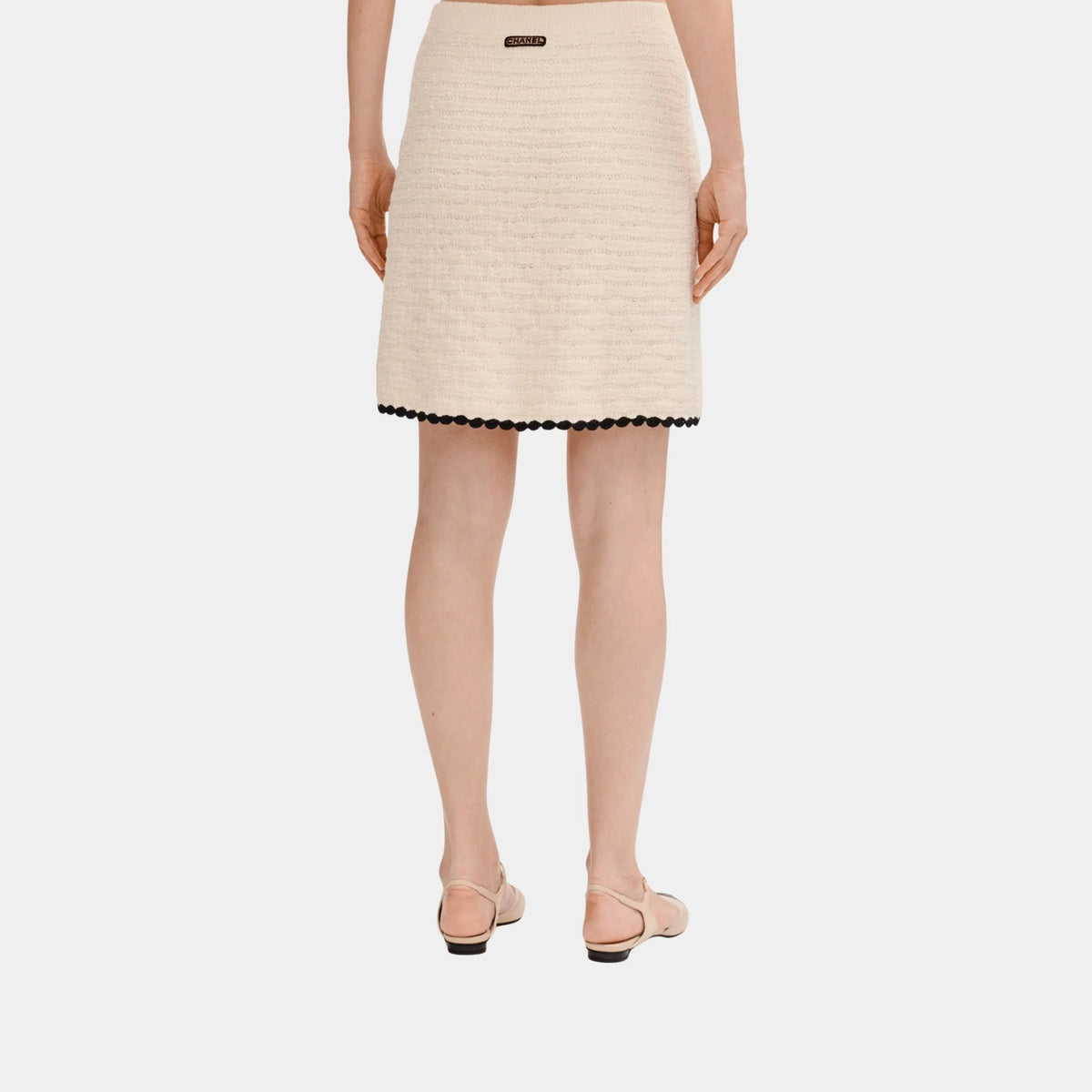 Ecru and Black Skirt in Silk and Cotton