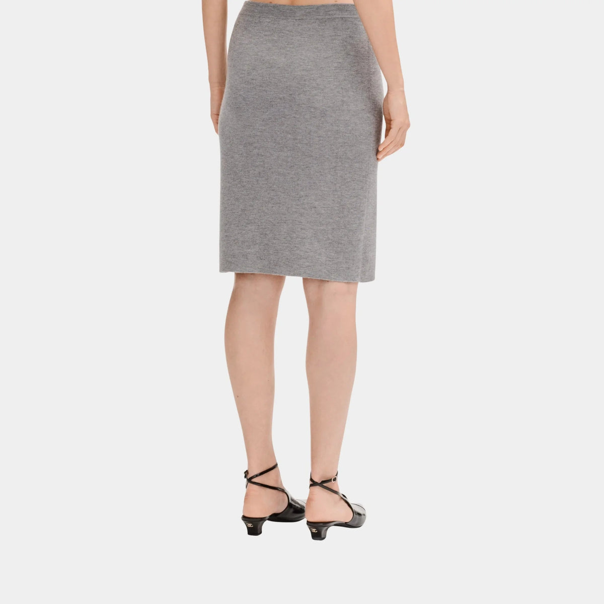 Grey Midi Skirt in Cashmere and Silk