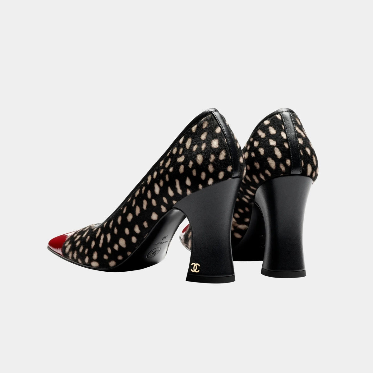 Pumps Lambskin & Patent Calfskin in Black White & Dark Red