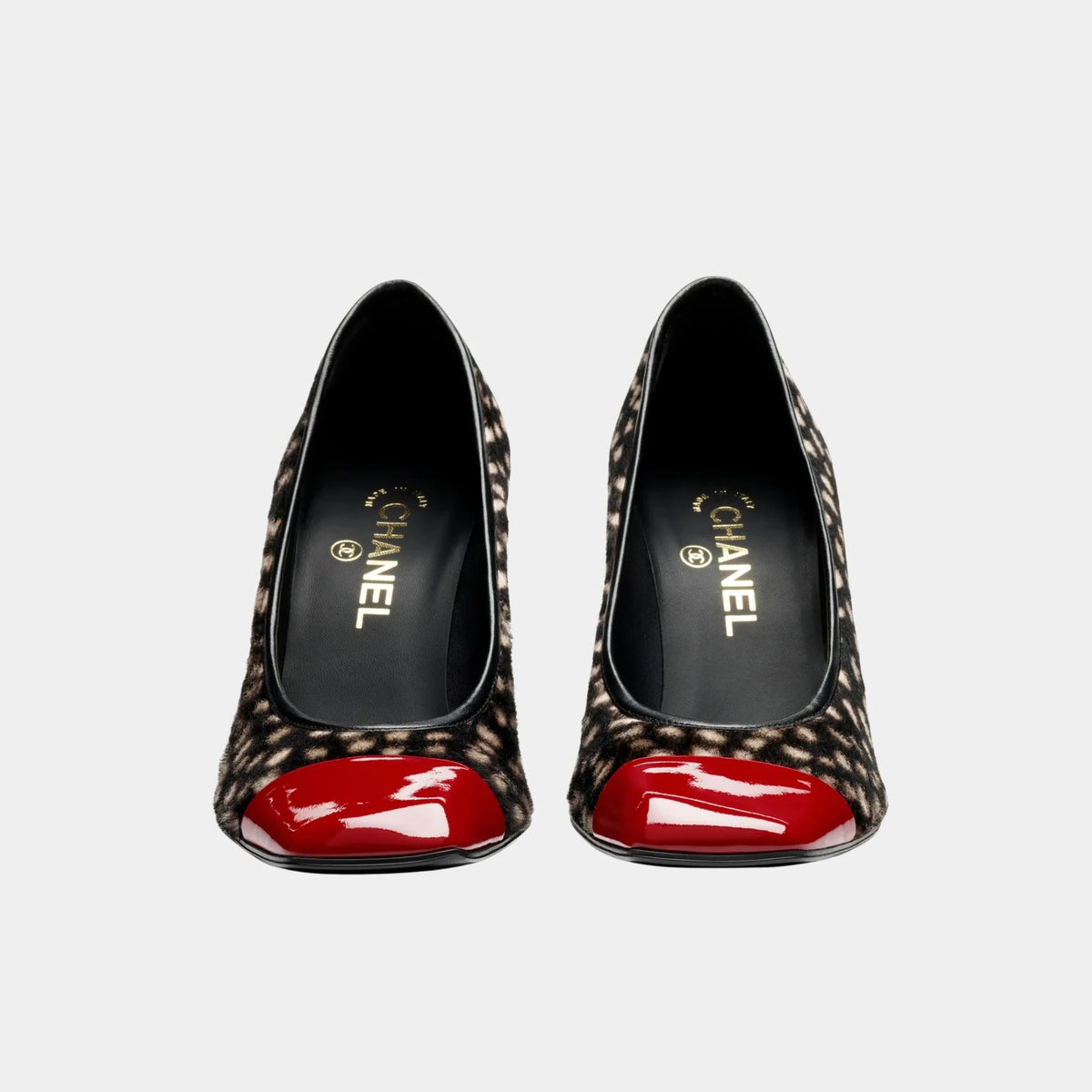 Pumps Lambskin & Patent Calfskin in Black White & Dark Red