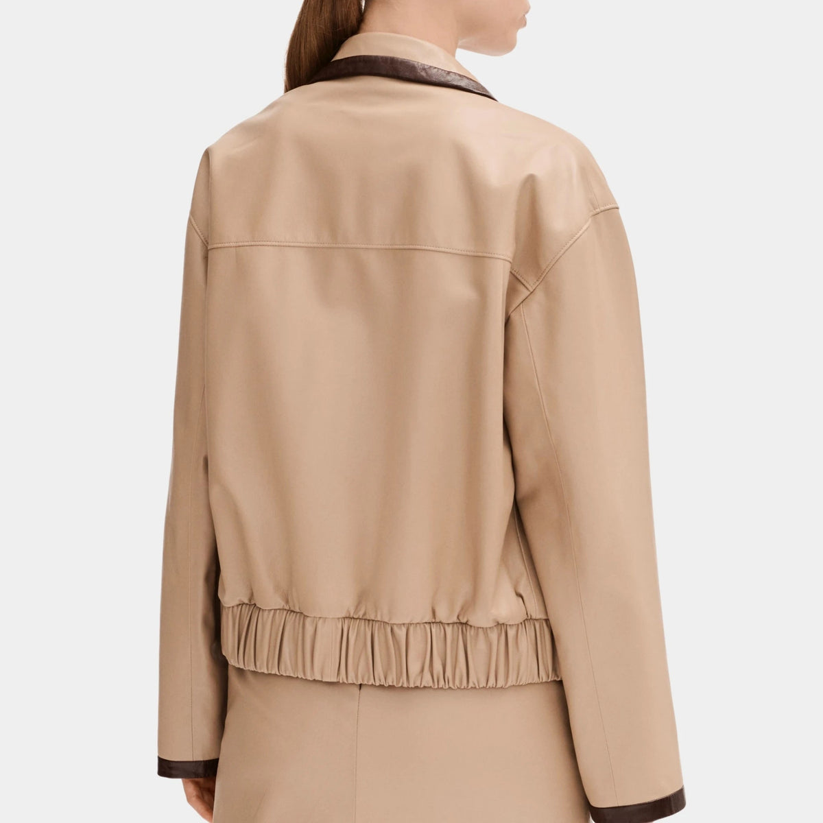 Jacket in Beige and Burgundy Lambskin