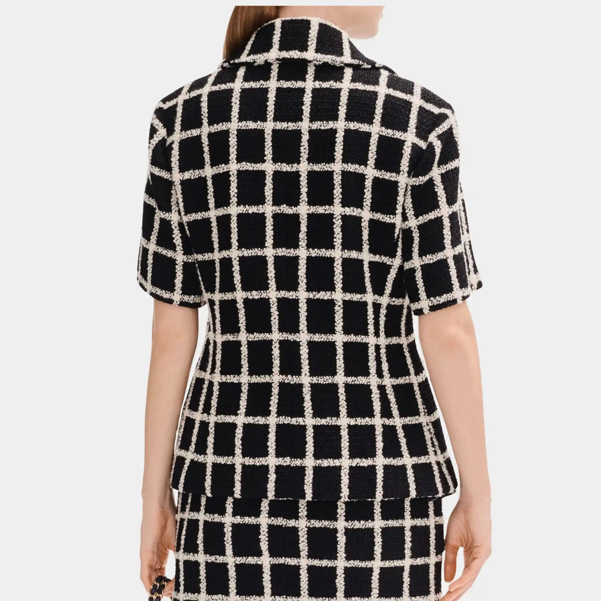 Jacket in Black and White Wool Tweed