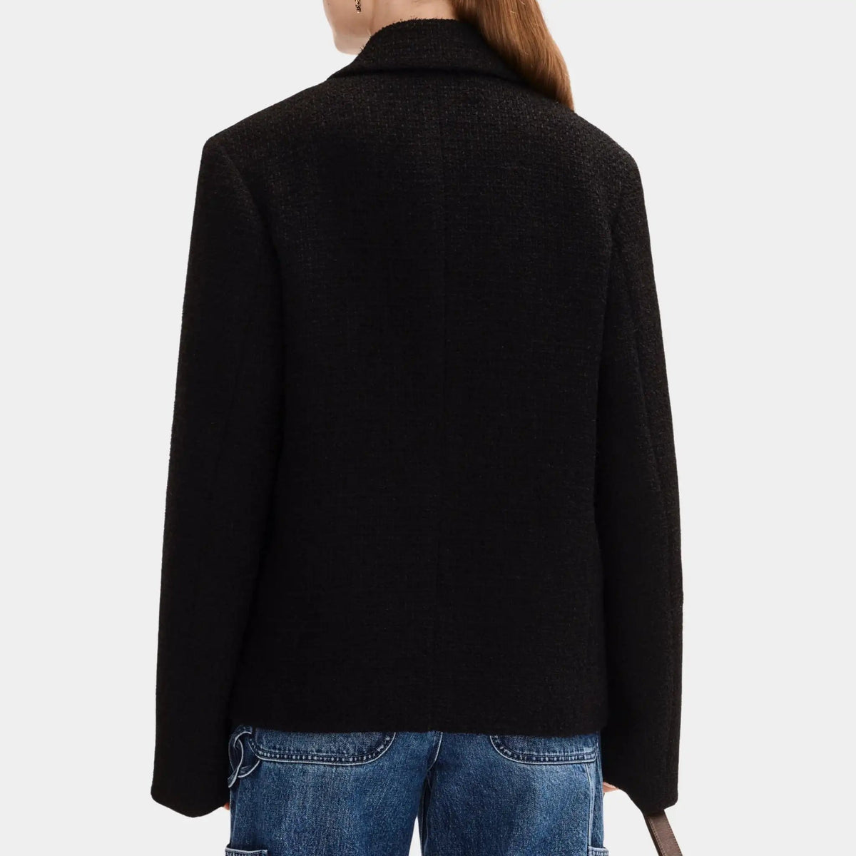 Jacket in Black Cotton Tweed