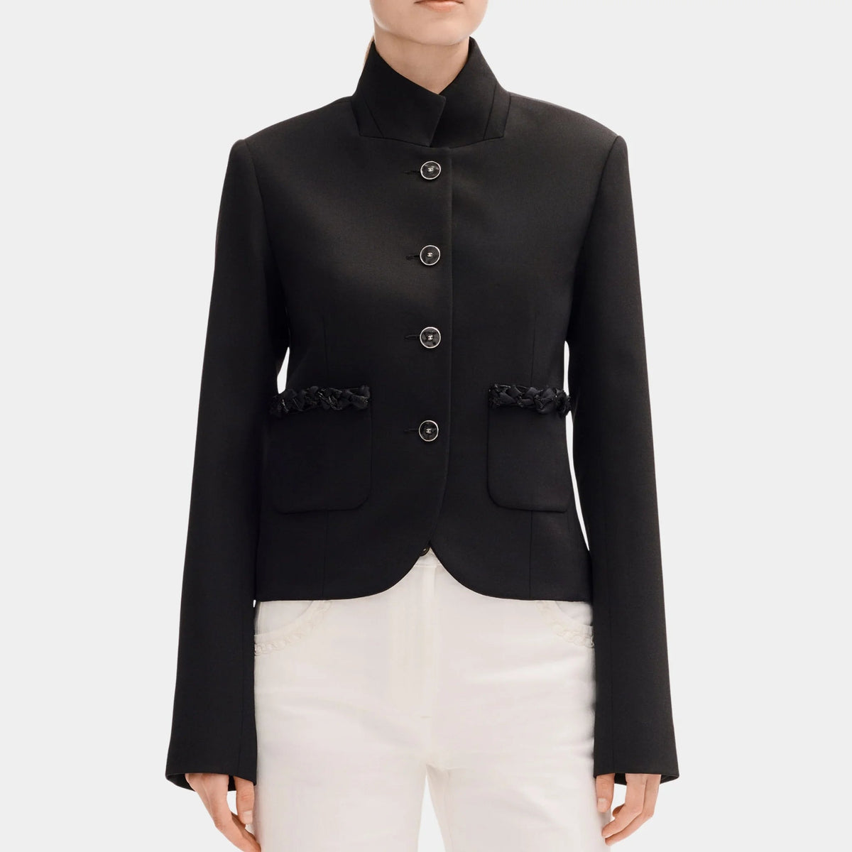 Jacket in Black Plain Wool