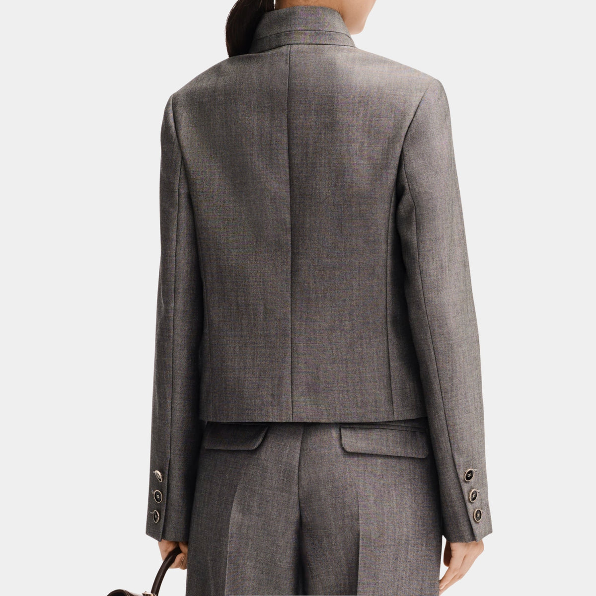 Jacket in Grey Wool Canvas