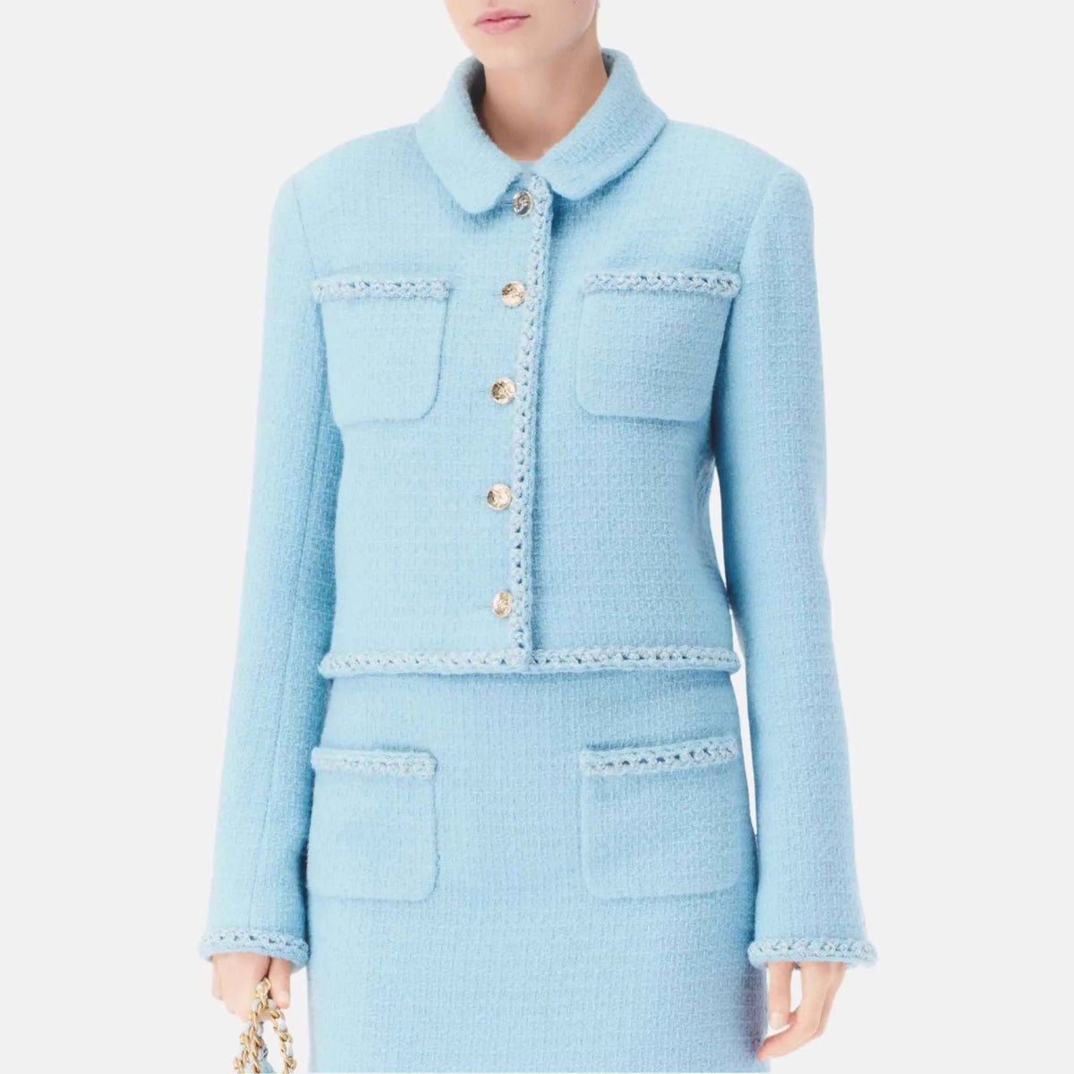 Jacket in Light Blue Wool Tweed