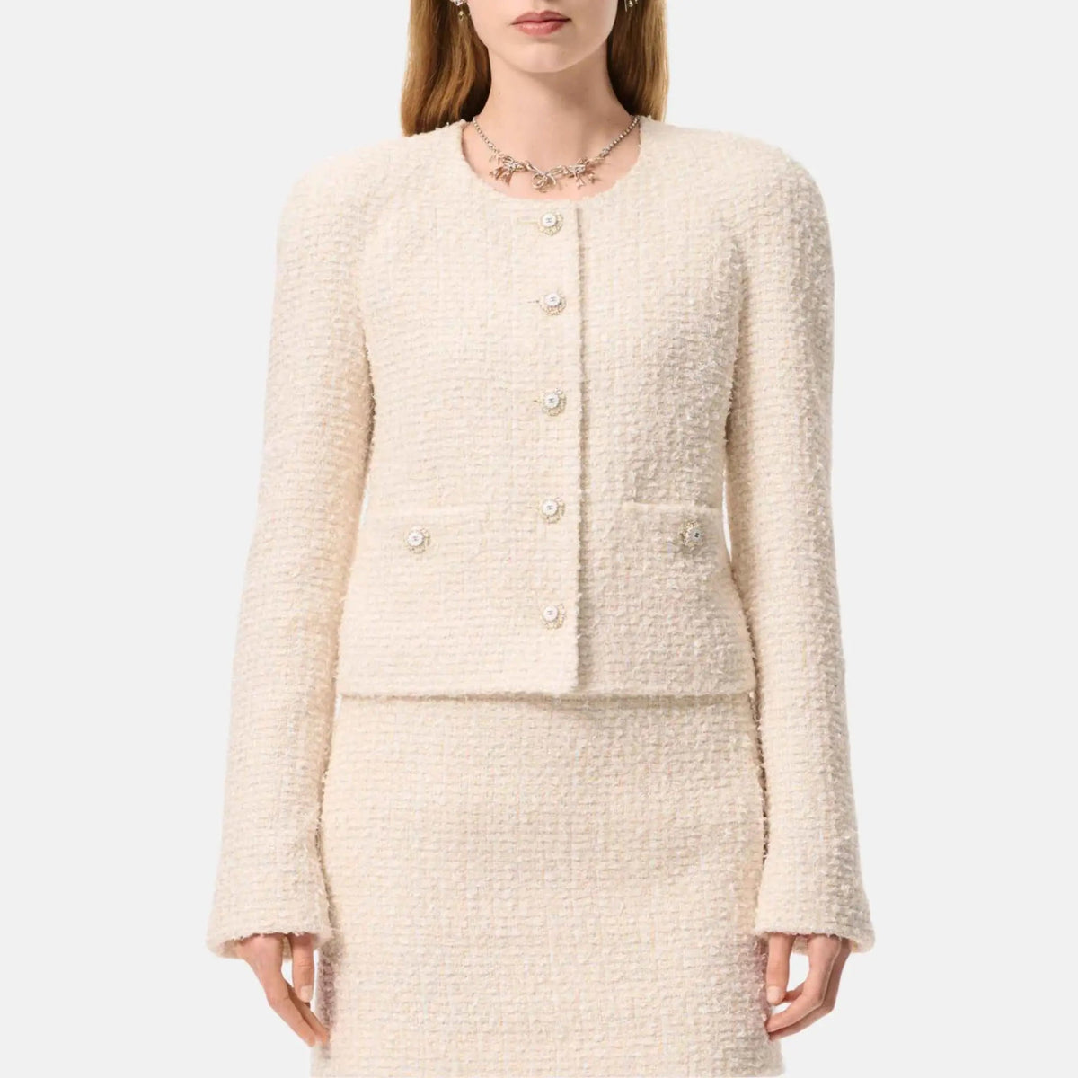 Jacket Tweed Beige And White