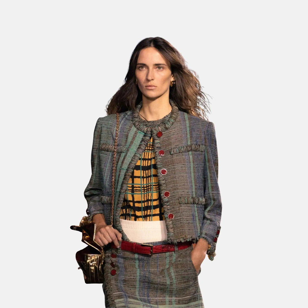 Jacket Tweed Brown Sea Green Blue