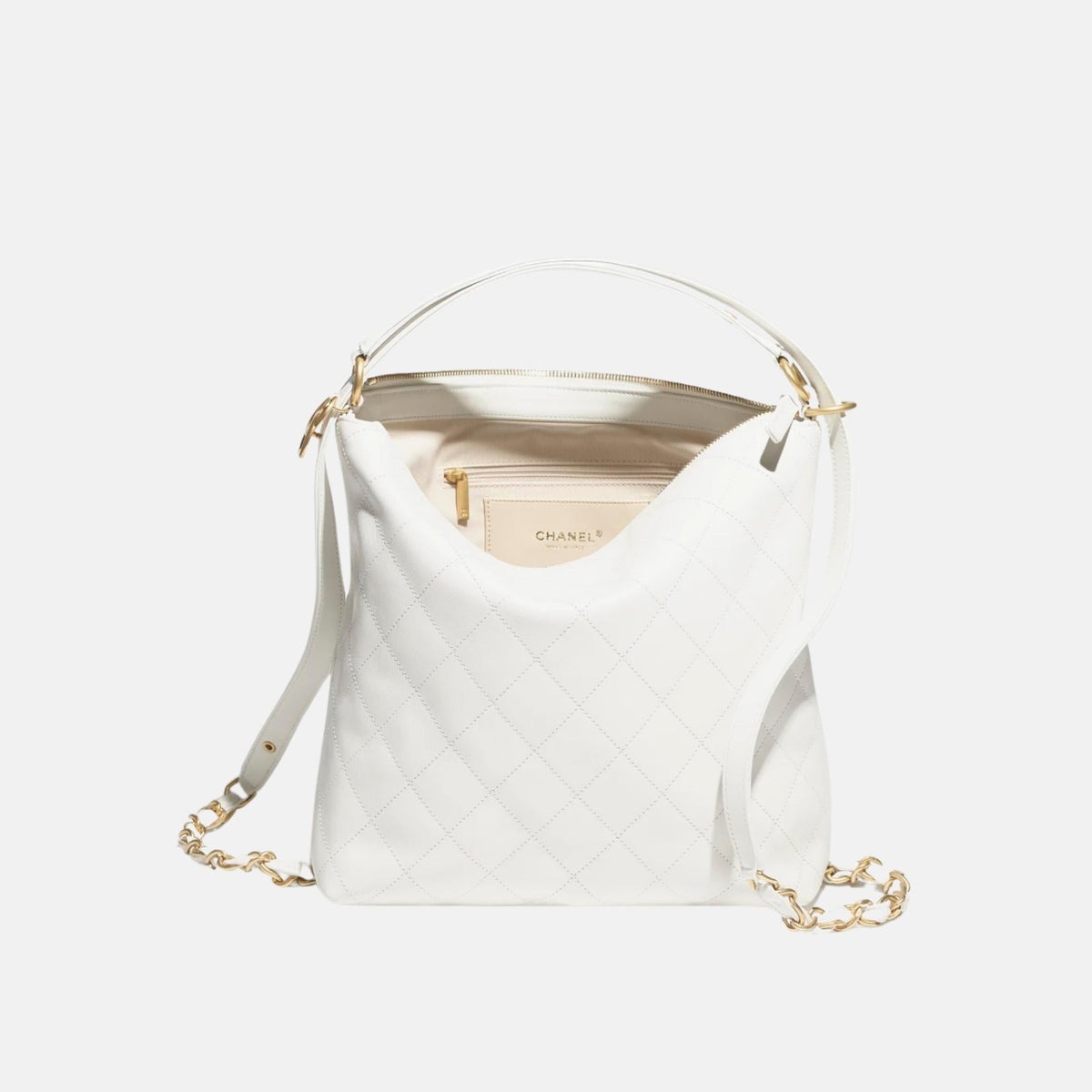 Large Backpack In Calfskin And Gold Tone Metal