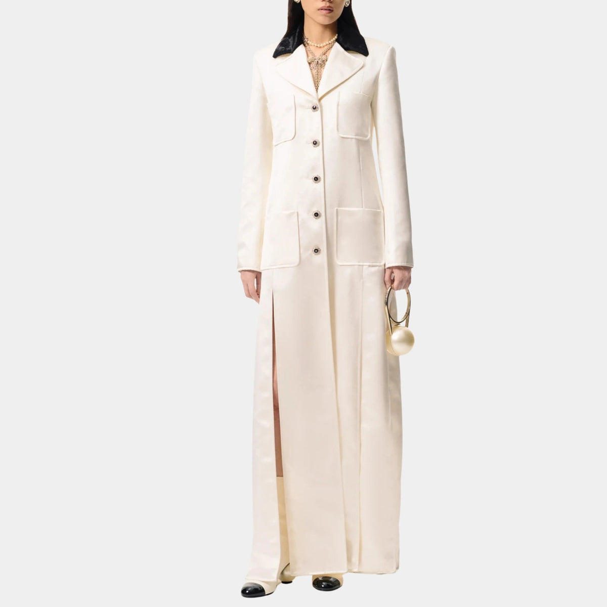 Long Coat in Silk Satin