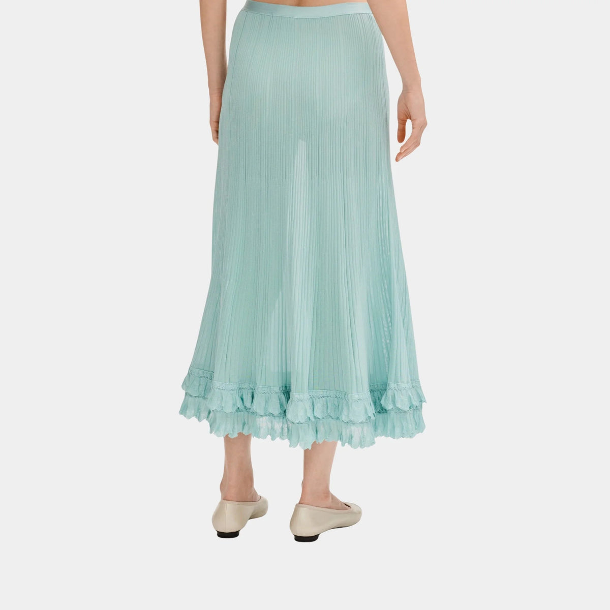 Long Skirt in Light Blue Silk