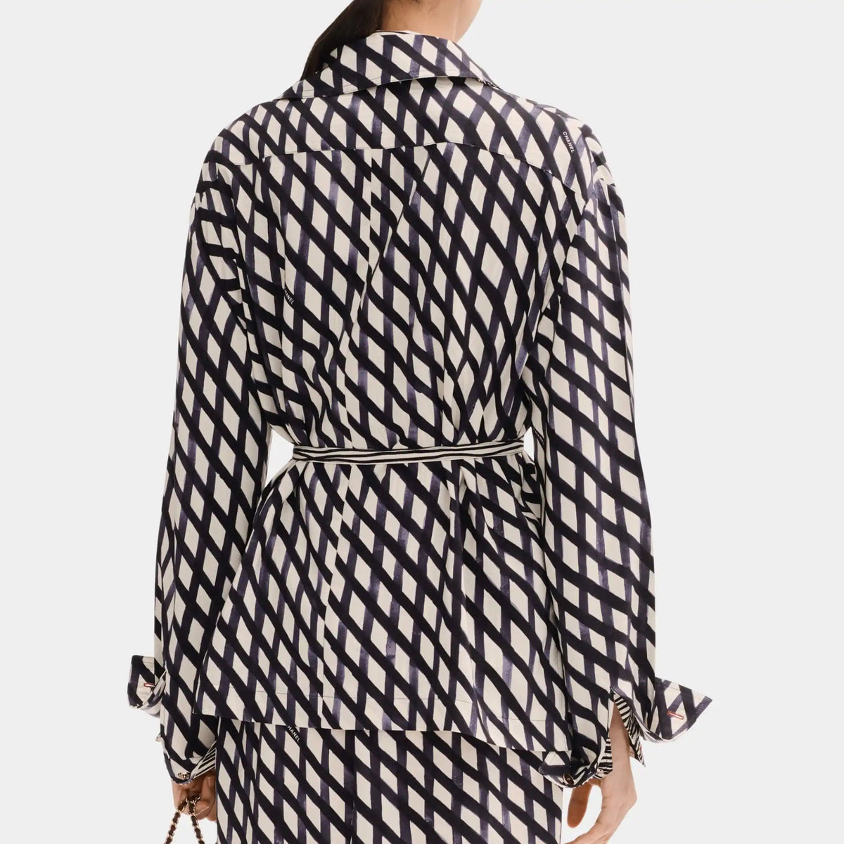 Long Sleeved Blouse in Printed Crepe de Chine