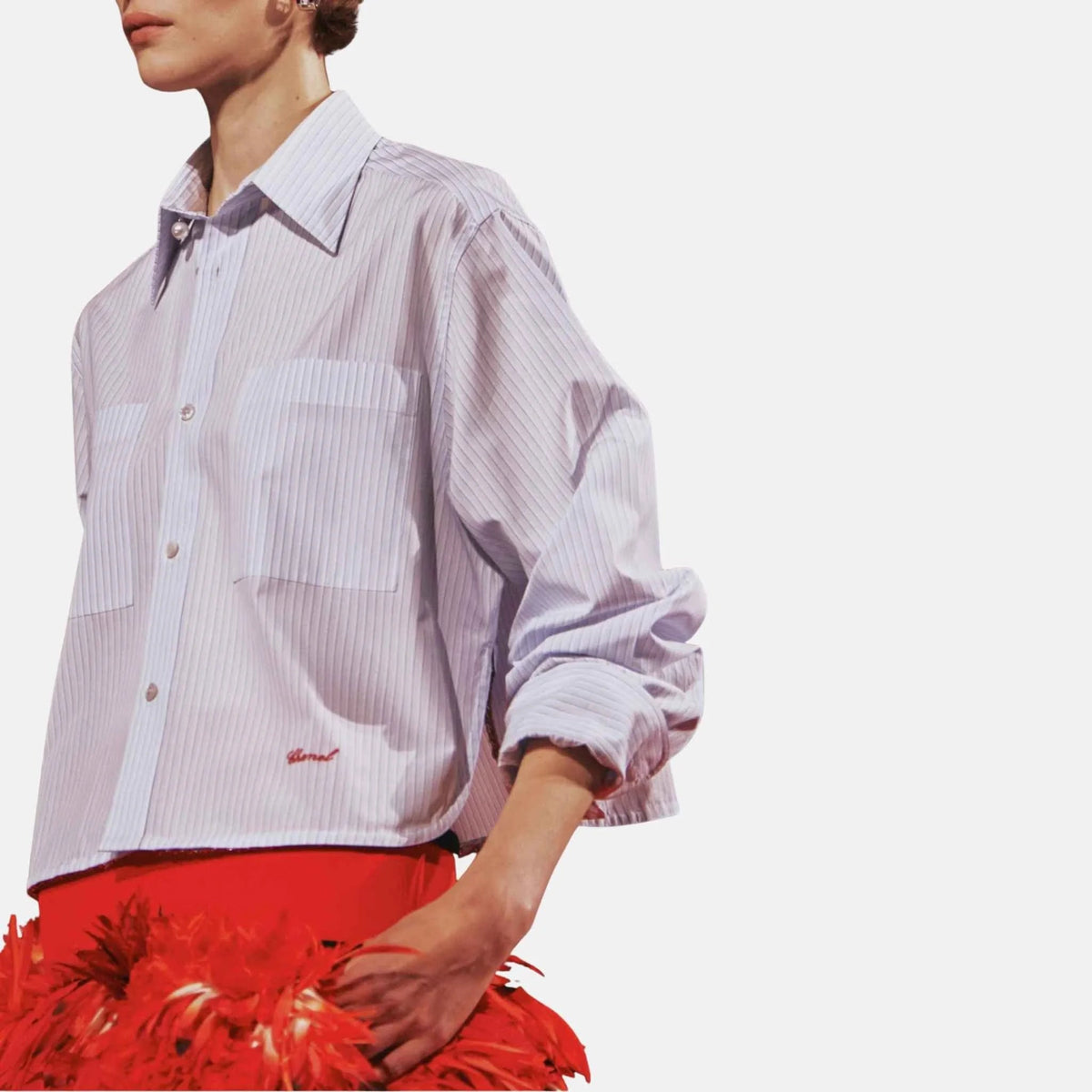 Long Sleeved Shirt Cotton Poplin Blue White